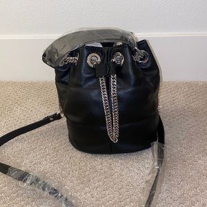 Zara bucket bag black chain strap silver new